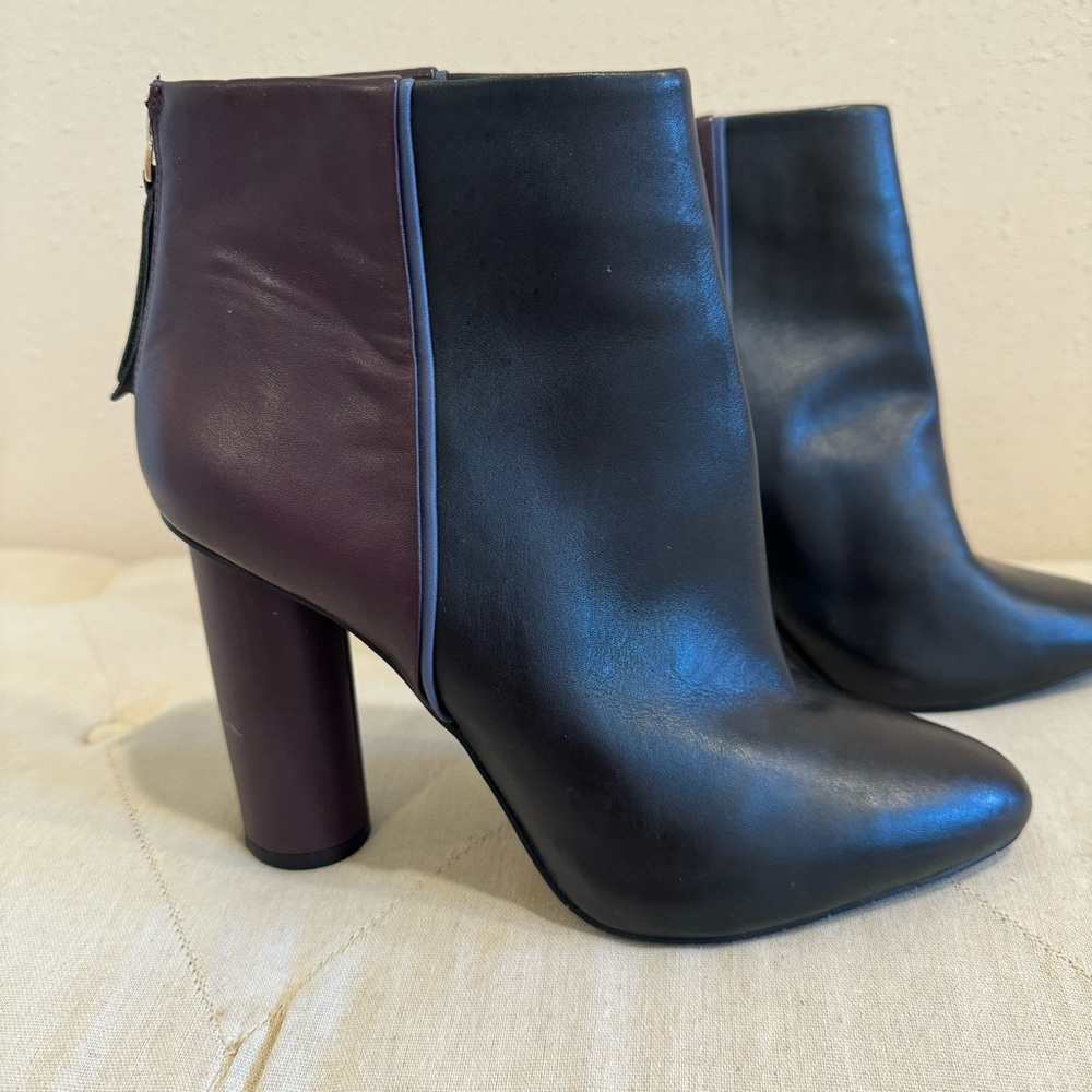 Cabi Bissett#6004 Colorblock Booties Black Vino Purple 8